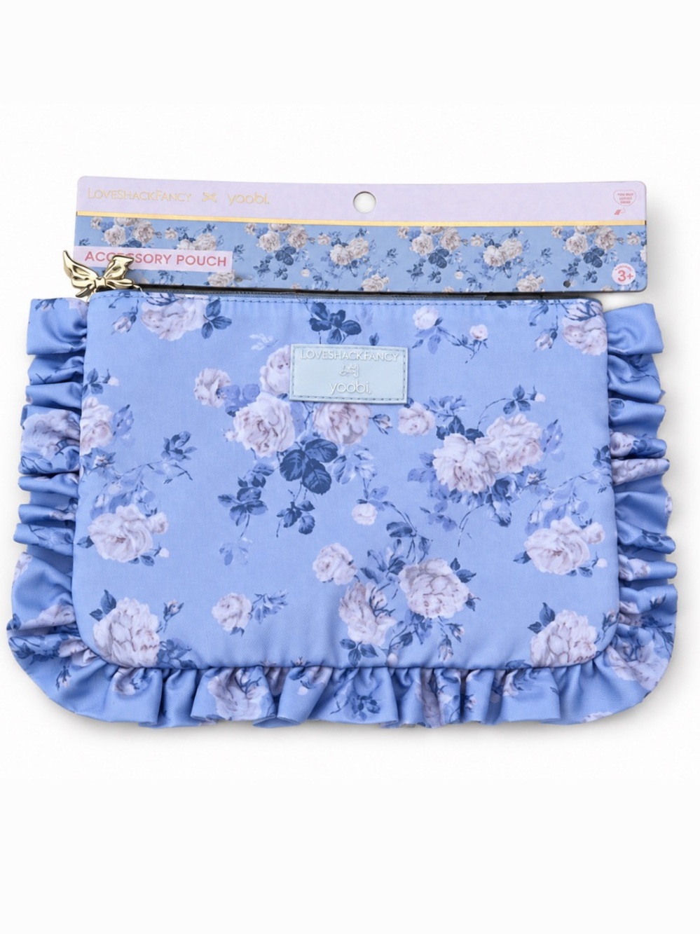 LoveShackFancy Flat Zip Pencil Case with Ruffles Whisper Blue